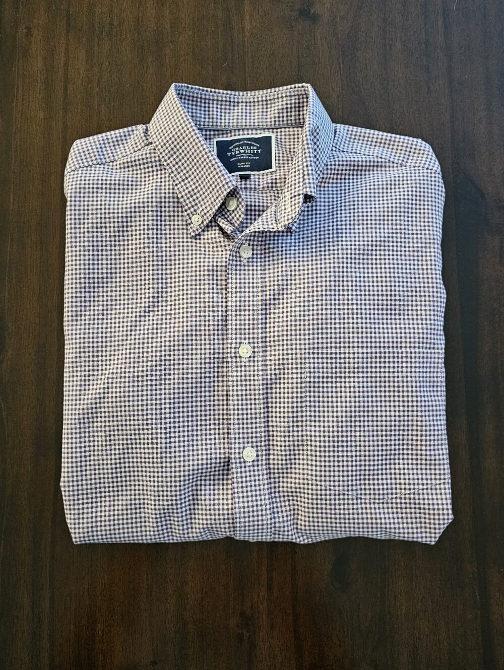 Charles Tyrwhitt Purple Gingham Sport Shirt Size Medium